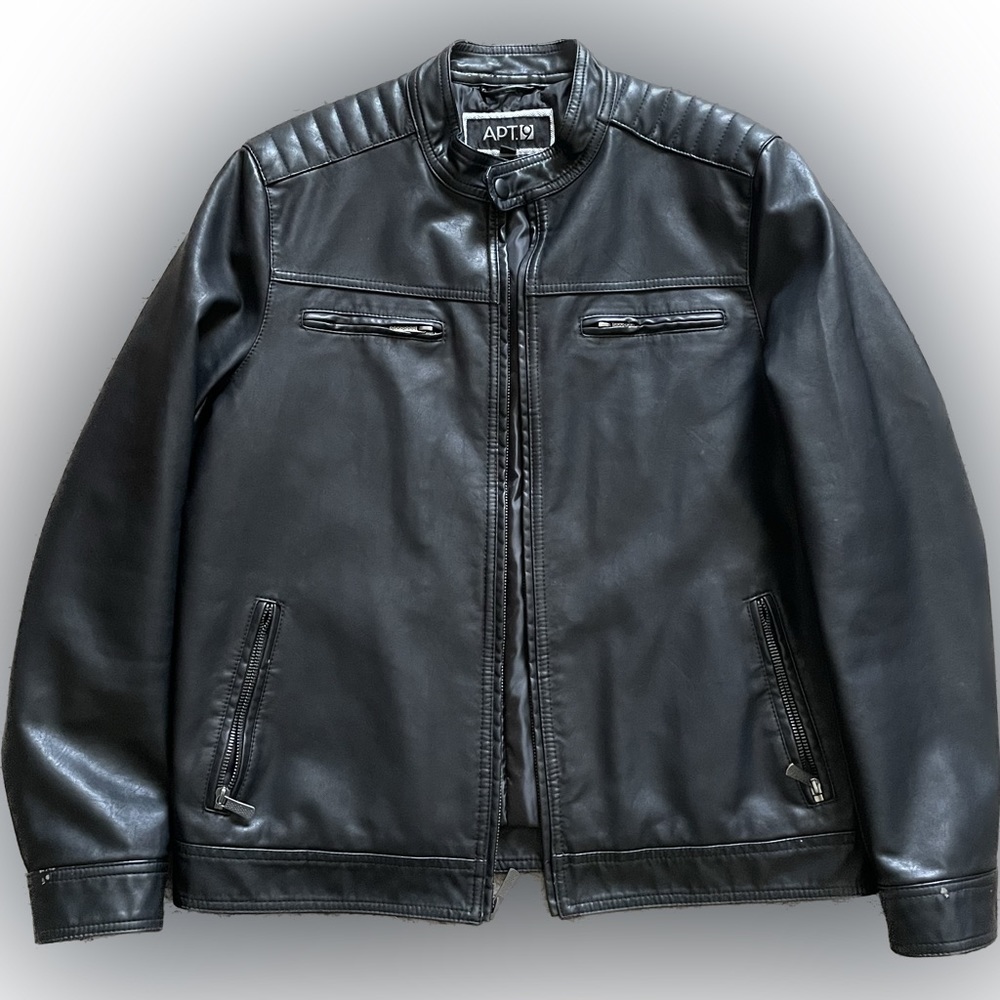 Mens Black Leather Jacket Apt. 9 Medium
